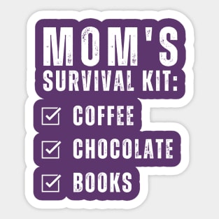 Mom's Survival Kit Coffee Chocolate Books Mom and Daughter matching Sticker